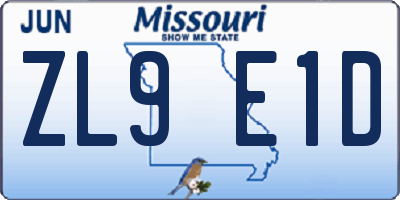 MO license plate ZL9E1D