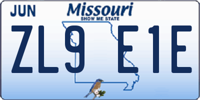MO license plate ZL9E1E