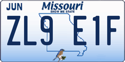 MO license plate ZL9E1F