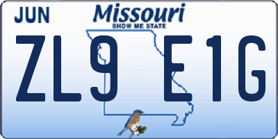 MO license plate ZL9E1G