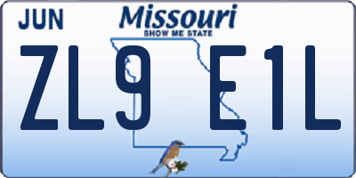 MO license plate ZL9E1L
