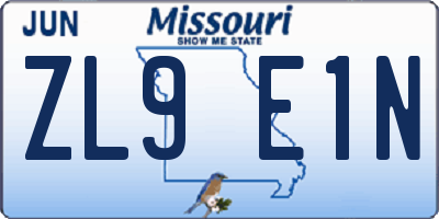 MO license plate ZL9E1N