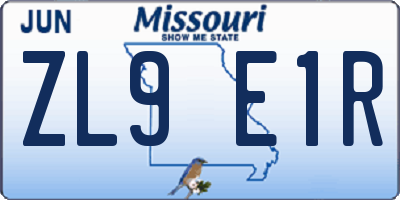 MO license plate ZL9E1R