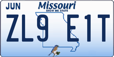 MO license plate ZL9E1T