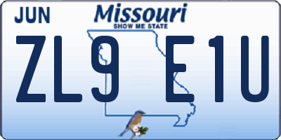 MO license plate ZL9E1U
