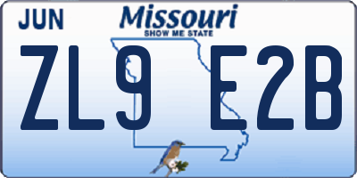 MO license plate ZL9E2B