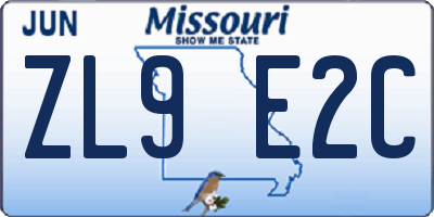 MO license plate ZL9E2C