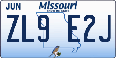 MO license plate ZL9E2J