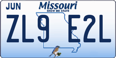 MO license plate ZL9E2L