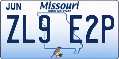 MO license plate ZL9E2P