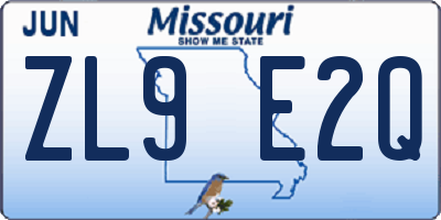 MO license plate ZL9E2Q