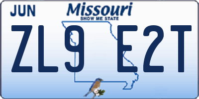 MO license plate ZL9E2T
