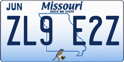 MO license plate ZL9E2Z