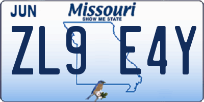 MO license plate ZL9E4Y