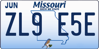 MO license plate ZL9E5E