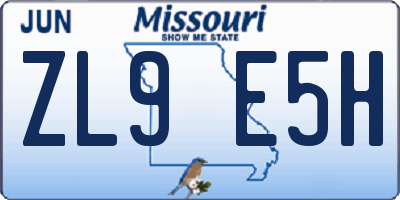 MO license plate ZL9E5H