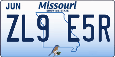 MO license plate ZL9E5R