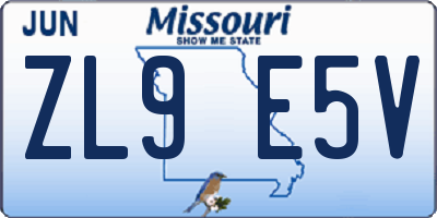 MO license plate ZL9E5V