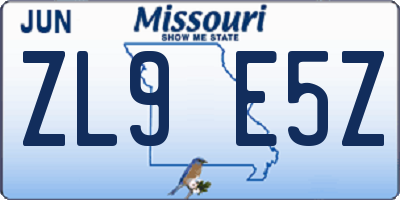 MO license plate ZL9E5Z