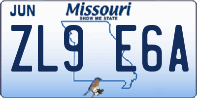 MO license plate ZL9E6A