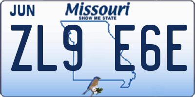MO license plate ZL9E6E