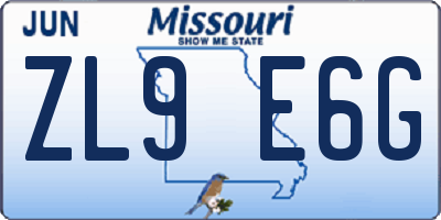 MO license plate ZL9E6G