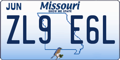 MO license plate ZL9E6L