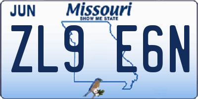 MO license plate ZL9E6N