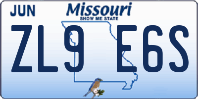 MO license plate ZL9E6S