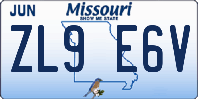 MO license plate ZL9E6V