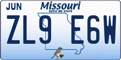 MO license plate ZL9E6W
