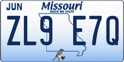 MO license plate ZL9E7Q