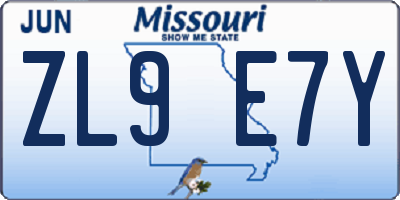 MO license plate ZL9E7Y
