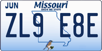 MO license plate ZL9E8E