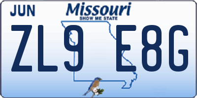 MO license plate ZL9E8G