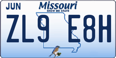MO license plate ZL9E8H