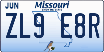MO license plate ZL9E8R