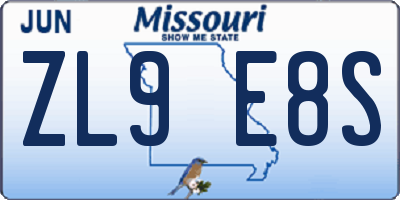 MO license plate ZL9E8S