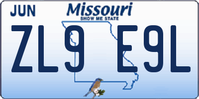 MO license plate ZL9E9L