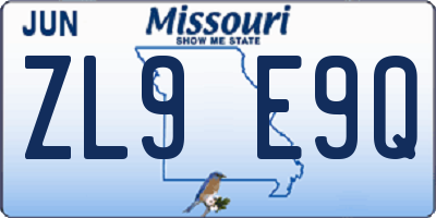 MO license plate ZL9E9Q