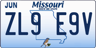 MO license plate ZL9E9V