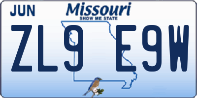 MO license plate ZL9E9W