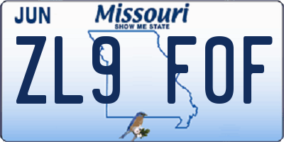 MO license plate ZL9F0F