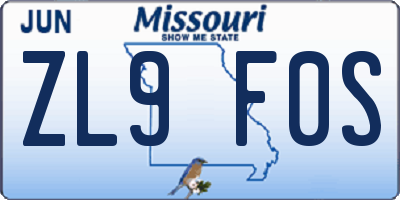 MO license plate ZL9F0S