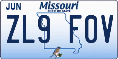 MO license plate ZL9F0V