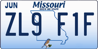 MO license plate ZL9F1F