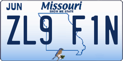 MO license plate ZL9F1N