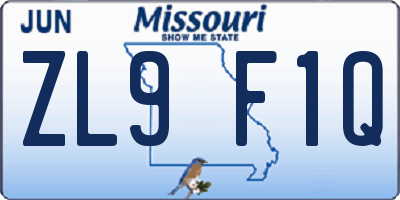MO license plate ZL9F1Q