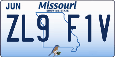 MO license plate ZL9F1V
