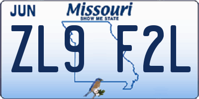 MO license plate ZL9F2L